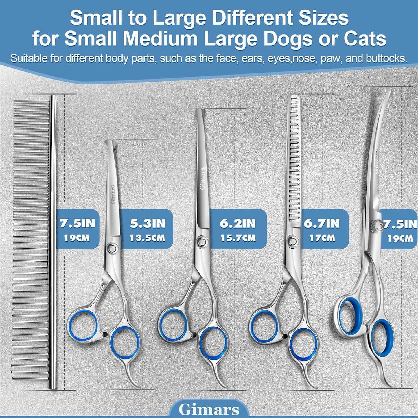 Professional 6 in 1 Dog Grooming Scissors 4CR Stainless Steel with Safety round Tip, Heavy Duty Titanium Coated Pet Grooming Scissor for Dogs, Cats and Other Animals