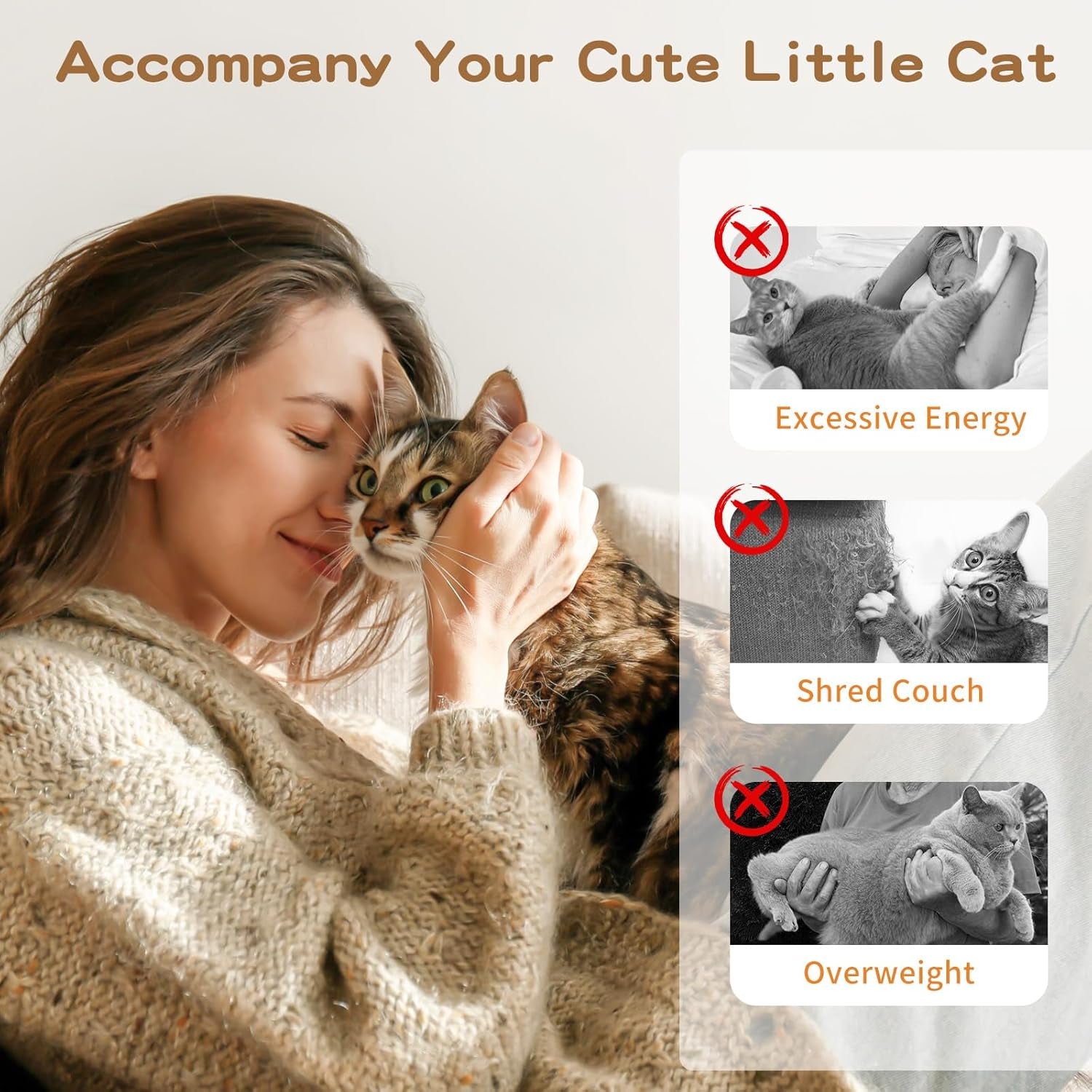Feather Teaser Cat Toy, Interactive Feather Wand Cat Toy Flying Feather Cat Catcher with Extra Long 34.5" Wand and Small Bell, Fun Exerciser Playing Toy for Kitten or Cat, Brown Feather